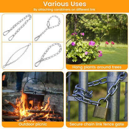 2 Pack 30 Inch Heavy Duty Chains for Swing, 440LB Hanging Chair Chain with 5/16 Thick Clasps, Adjustable Stainless Steel Chain Extension for Porch Tree Swing Hammock Chair Boxing Bag Yoga Gym