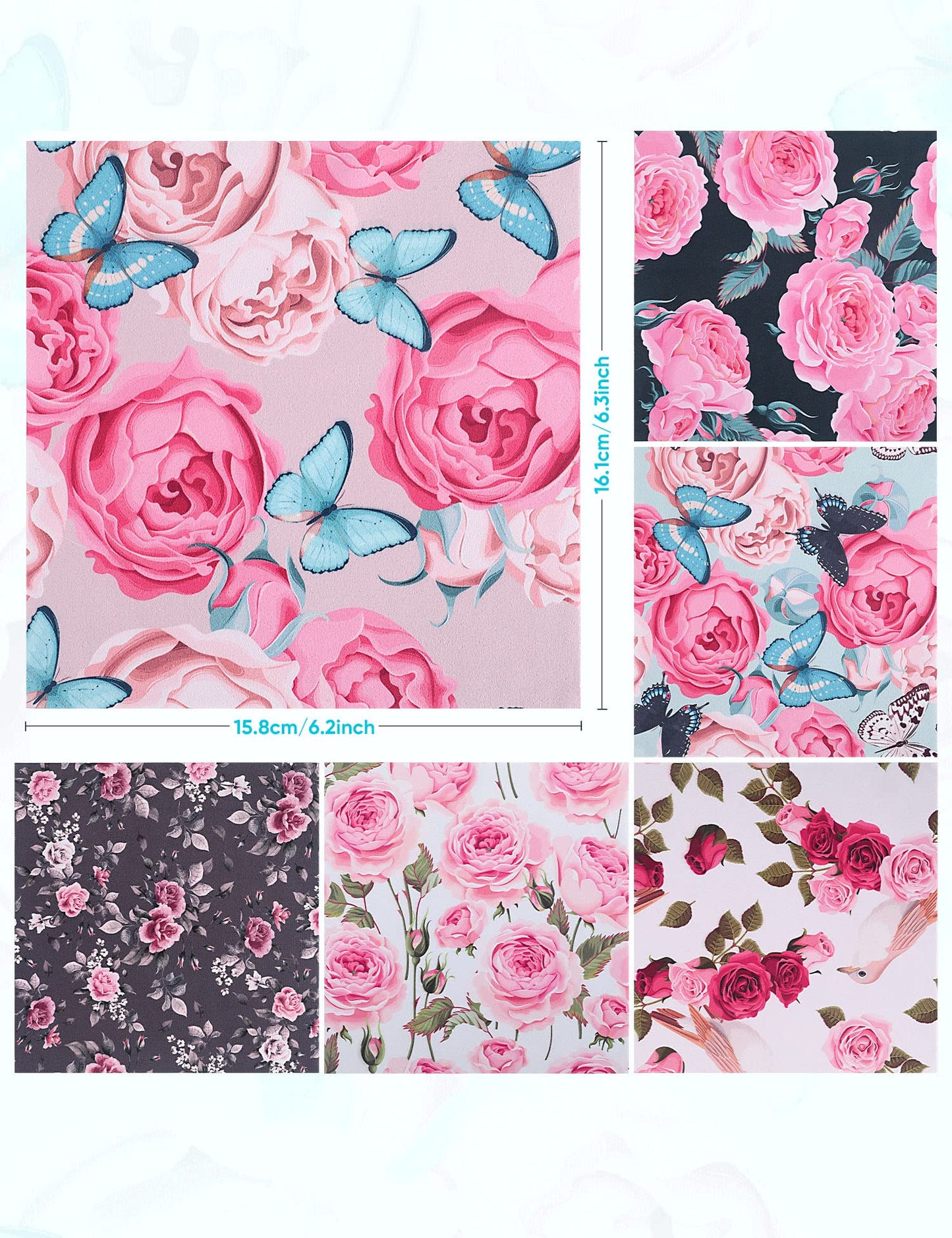 6PCS Thickened Glasses Cleaning Cloth Elegant Flower Design Microfiber Cleaning Cloth, Multi-Colored Eyeglass Lens Cleaning Cloths, Soft Wipes for Reusable Eyeglass and Phone Screens (Peony)