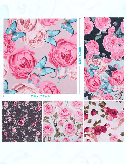 6PCS Thickened Glasses Cleaning Cloth Elegant Flower Design Microfiber Cleaning Cloth, Multi-Colored Eyeglass Lens Cleaning Cloths, Soft Wipes for Reusable Eyeglass and Phone Screens (Peony)