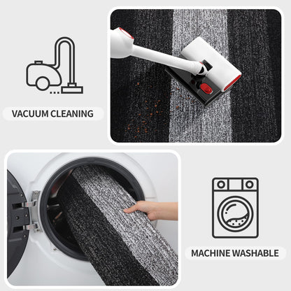 Kitinjoy Indoor Outdoor Door Mat, 40x32 Non-Slip Absorbent Dirt Trapper, Low-Profile Washable Inside Entrance Front Floor Mat, Sturdy Soft Entry Doormats for Entryway, Black