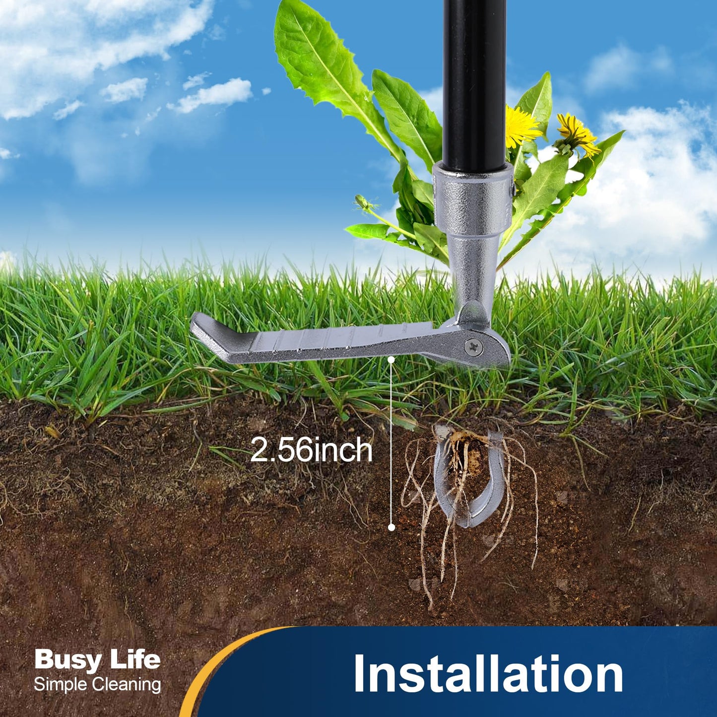 Yocada Weed Puller Tool Stand Up Weed Remover Tool with 4 Claw Steel Head Weeder Tool Long Handle Garden Hand Weeding Tool Easily Remove Weeds Roots Without Bending Pulling Kneeling 62.59"