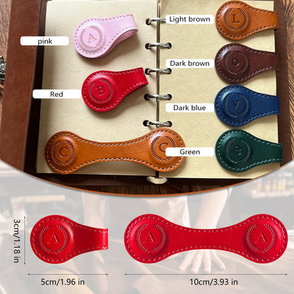 Leather Magnetic Bookmarks, 3D Embossed Alphabet Initial Letter Bookmark, Cute Page Markers for Books, Journals, Planners, Bible, Small Reading Gifts for Women Men, Teachers, Students (Red W)