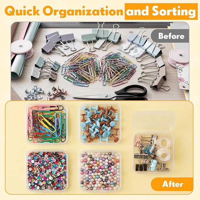 Jetec 60 Pieces Mini Plastic Clear Beads Storage Containers Box for Collecting Small Items, Beads, Jewelry, Business Cards, Game Pieces, Crafts (2.1 x 2.1 x 0.8 Inch)