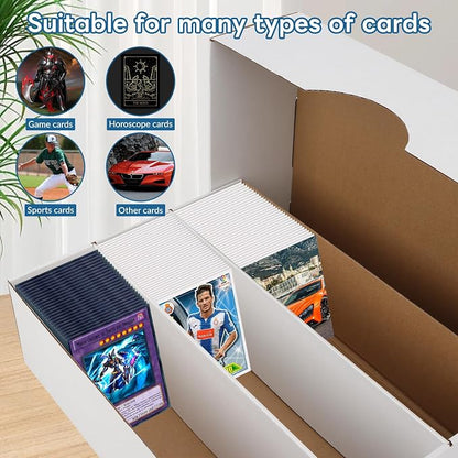 6 Pack Trading Card Storage Box, 2340 Count Card Storage Box White Sports Cards Storage Box Card Organizer Box Bulk Cardboard Card Storage Trading Card Box for Organizing Soccer Basketball Game Cards