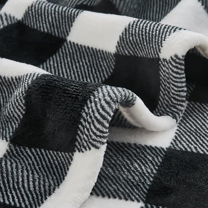 BEDELITE Plaid Fleece Throw Blanket for Couch, Black & White Checkered Flannel Blanket, Cozy & Soft Buffalo Plaid Decor Blanket for Women, Men, 50"x60"