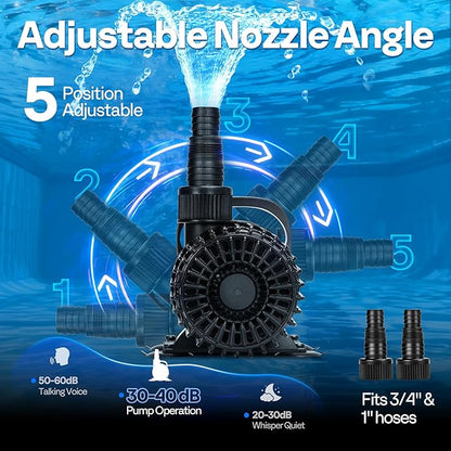 VIVOHOME Electric 100W 1600GPH Submersible Water Pump for Koi Pond Pool Waterfall Fountains Fish Tank and Aquarium