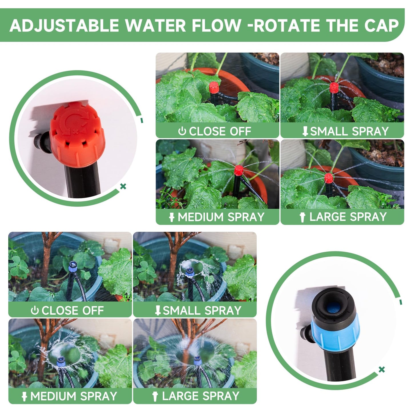 Riboud 240FT Drip Irrigation System Kit, Automatic Garden Watering System for Plant, Greenhouse, Yard, Lawn, with 1/2 inch 1/4 inch Irrigation Tubing Hose and Accessories