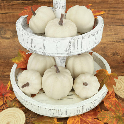 Ghrdopy Fake Pumpkins, 8 Pcs White Artificial Pumpkins, Plastic Pumpkins for Thanksgiving Party Table Centerpiece Autumn Home Decoration-B