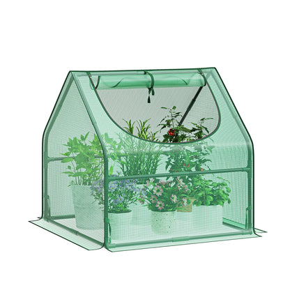Greatbuddy Portable 3×3×3FT Mini Greenhouse, High-Density PE Plant Cover with Roll-up Zipper Window, Perfect for Indoor Outdoor Plant Growing