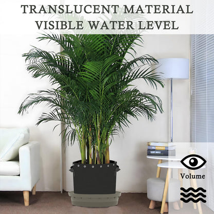 Molgoc Self-Watering Base with Visible Water Level,5-Pack,Keeps Leaves and Flying Insects Out,Maintains Water Quality, Brown.(Without Wheels).