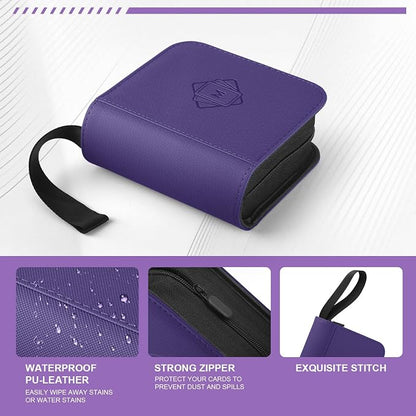 1 Pocket Toploader Binder Holds 40 Cards with 20 Sleeves Collectible Trading Card Album, for 3x4 Toploaders Hard Cases for TCG, MTG, Sports, Baseball, Football, Small Sports Card Book (1Purple)