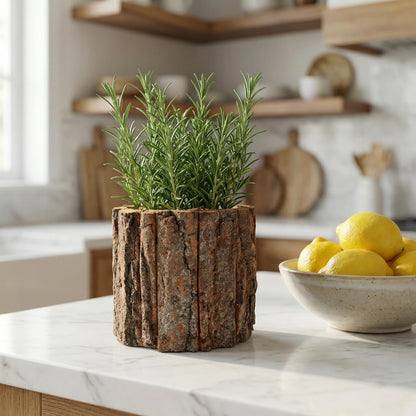 Totority Rustic Wood Bark Planter, Natural Tree Stump Flower Bucket for Indoor Outdoor Decor, Farmhouse Log Pot Centerpiece for Wedding, Patio, Garden & Windowsill, Unique Driftwood Style Vase