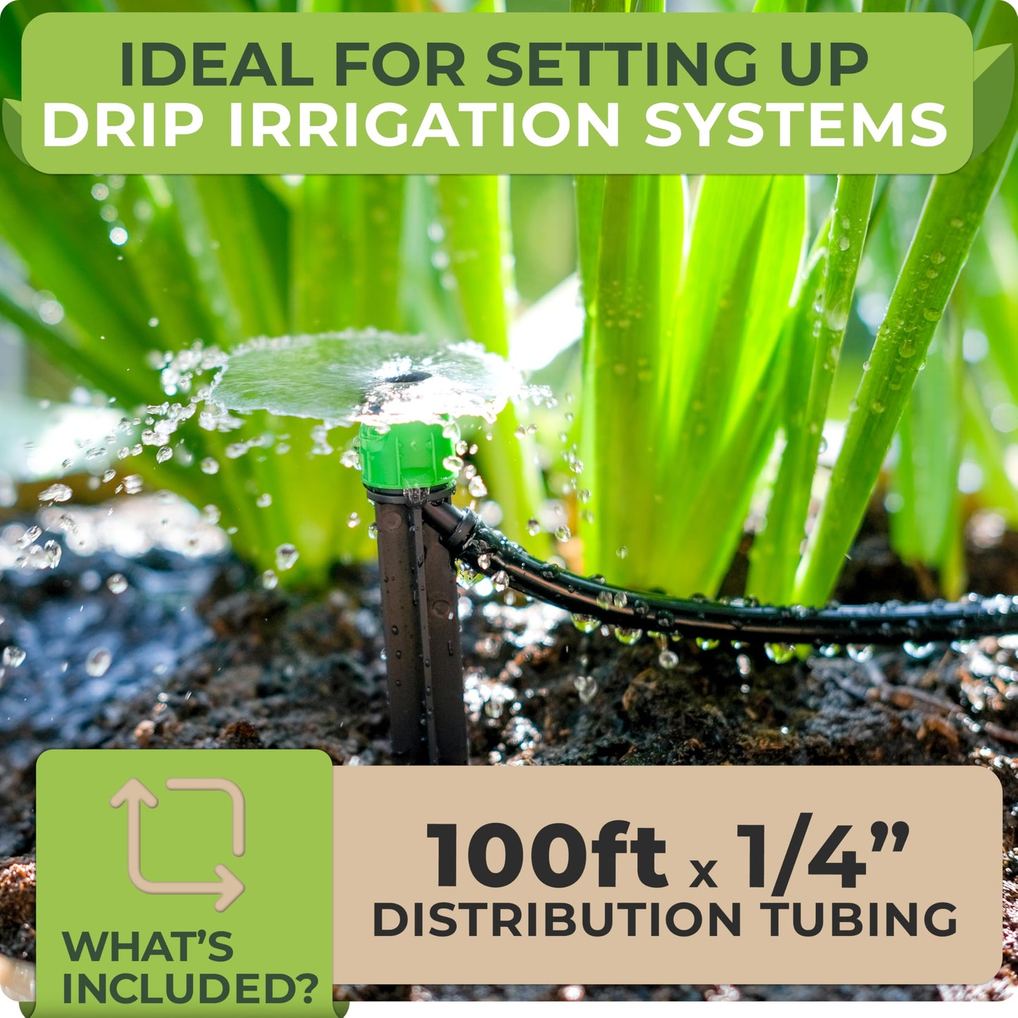 CARPATHEN 1/4 Drip Irrigation Tubing - 100 ft Black Drip Irrigation Hose Perfect for DIY Garden Irrigation System, Hydroponics, Misting, or as Blank Distribution Tubing for Any Garden Project