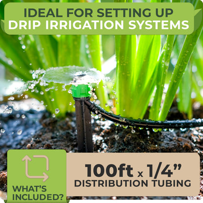 CARPATHEN 1/4 Drip Irrigation Tubing - 100 ft Black Drip Irrigation Hose Perfect for DIY Garden Irrigation System, Hydroponics, Misting, or as Blank Distribution Tubing for Any Garden Project