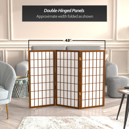 3 ft. Short Window Pane Shoji Screen - Walnut - 3 Panels