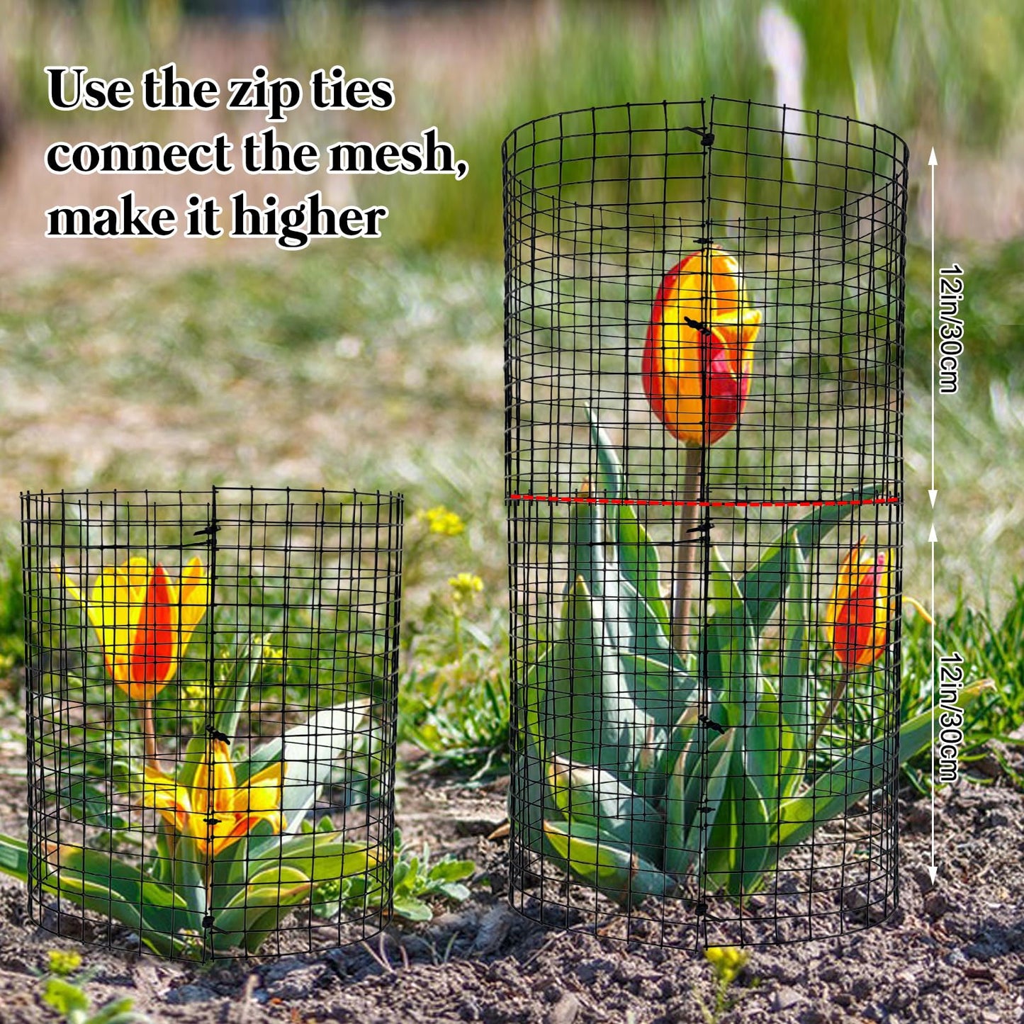 18 PCS Round Plant Protector from Animals, 6Pack 12'' x 12'' Metal Plant Cages，18Pcs Metal Mesh to Keep Animals Out, Garden Protection Bunny Barricades, Wire Plant Protectors for Rabbits Chicken Duck