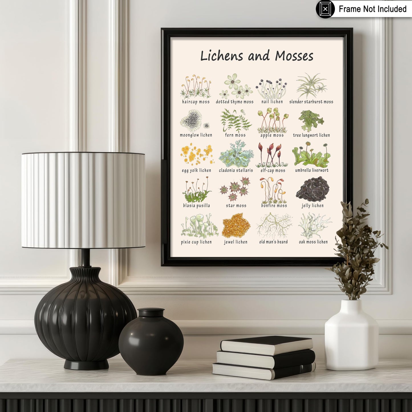 Poster Master Lichens & Mosses Poster - Educational Print - Learning Materials Art - Botanical Art - Gift for Students & Teacher - Fun Decor for Classroom, Library or Nursery - 8x10 UNFRAMED Wall Art