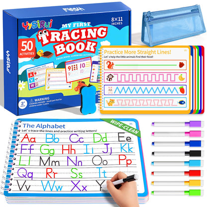 YySiRui Preschool Learning Activities, Tracing Books for Kids Ages 3+, Toddler Handwriting Practice, Letter Tracing for Kids, Preschool Kindergarten Workbooks 3+, Learning Books for 3+ Years Old