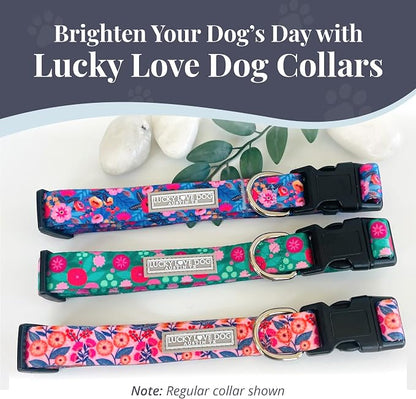 Lucky Love Dog Martingale Dog Collar - Adjustable, No-Slip, Durable, & Soft Webbing Collar for Male and Female Dogs Ideal for Training & Walking - Rosie, Small