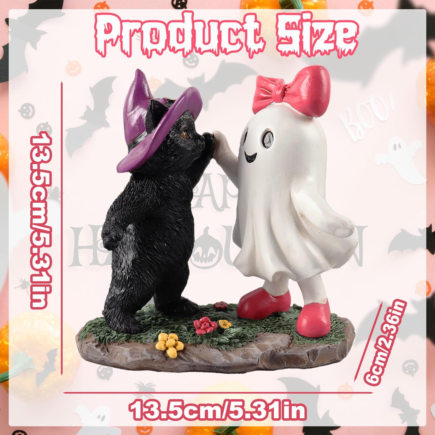 PAJH Halloween Decorations Indoor Ghost Gifts, Black Cat Ghost