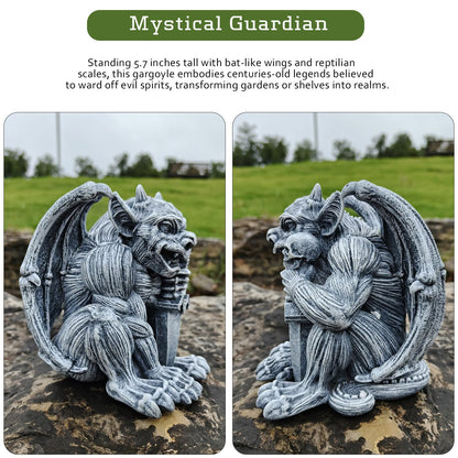 qumHmup Gargoyle Sculpture Figurine,Gothic Stone Decor Statue,Indoor Patio Yard Lawn Porch Decor, Gothic Sculpture Ornament