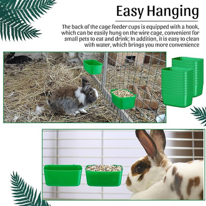 Zhehao 20 Pcs Bird Cage Cups Chicken Feeder Waterer Cups 18 oz Pigeon Feeder Plastic Poultry Wire Cage Hanging Rooster Chicken Water Bowl for Pet Bunny Gamefowl Poultry (Green)