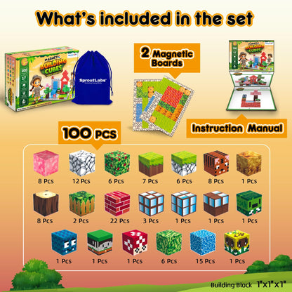 Magnetic Blocks, Magnetic Building Blocks for Kids, Building Blocks for Girls and Boys, Building Toys, Toddler Toys, Building Game Sensory Kids Ages 4 5 6 7 8 9, 100 Pcs