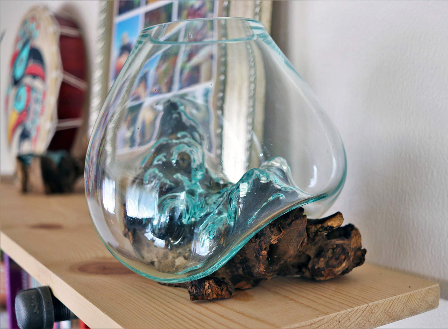 Cohasset Gifts Cohasset Molten Sculpture, Approximately 8" Wide, Natural Wood and Recycled Glass (650-20)