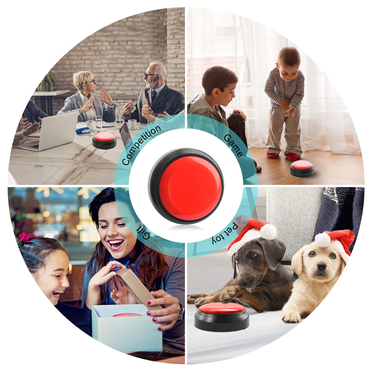 Crsfoisr Recordable Sound Button - Pet Training Voice Recorder Buttons | 30-Second Custom Prank Sound Button for Gifts, Parties & Dog Commands Talking Answer Buzzers Funny Buttons (Battery Included)