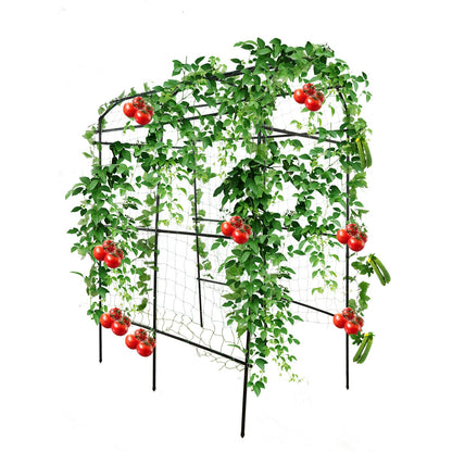 PKBD Tall Garden Arch Trellis for Climbing Plants Outdoor, 7.5 ft Tall Polyethylene-Coated Stainless Steel Garden Arch for Climbing Vine Vegetable/Fruit/Flower, Cucumber Trellis for Raised Bed, Black