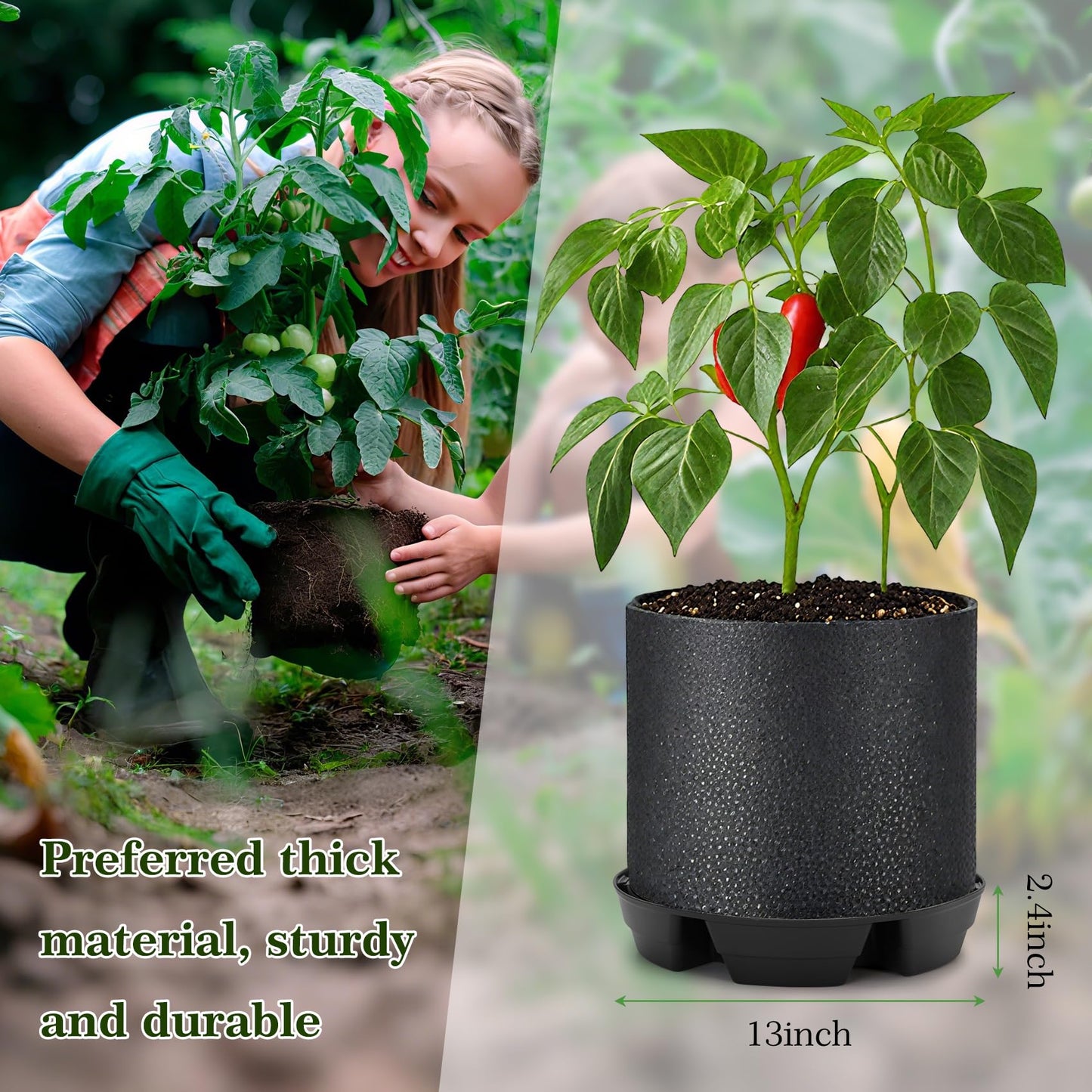 4-Pack Self Watering Fabric Pot Base, Auto Pots Fit for 5 Gallon Grow Bags, Auto-Irrigation Water Delivery System , Auto Watering Plant Saucer for Fabric Planters 3 Year Warranty (Capacity Upgrade)