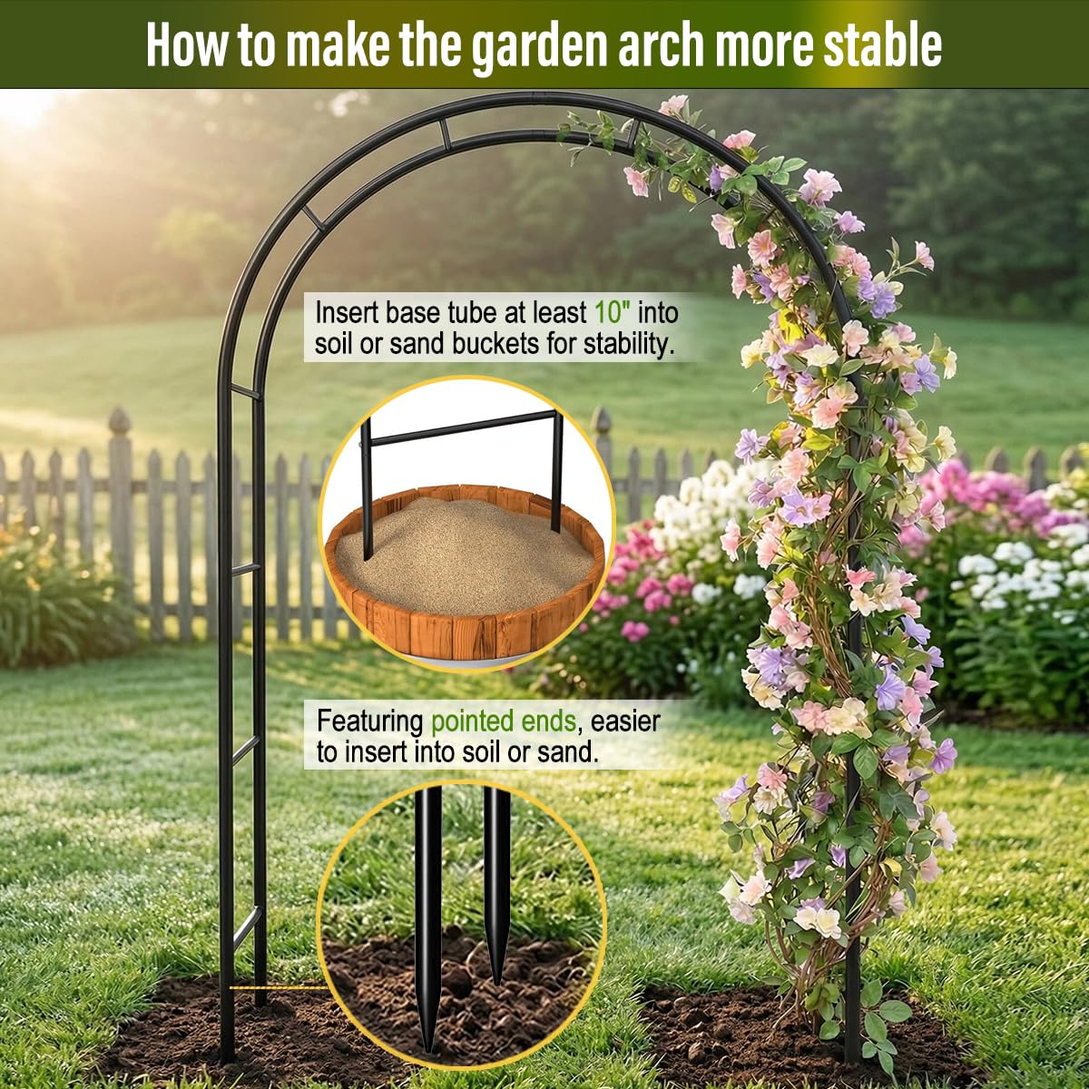 Galvanized Metal Garden Arbor,7.6ft H x 4.6ft W,Rust-Resistant Heavy-Duty Garden Arch Trellis for Climbing Plants Vines Roses, Ideal for Weddings, Bridal Events, Halloween, Christmas & Outdoor Decor