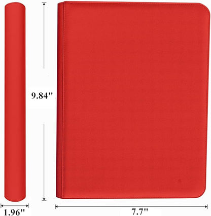 Trading Card Binder 4 Pocket, 240 Pockets Ringless PU Cover Card Collection Binder, Double Sided Card Binder Collector Album, Card Folder for MTG, TCG, Sports Cards, Game Card (Red, 4Pockets)