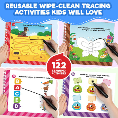 Doctor Jupiter Preschool Tracing Books for Toddlers, 3+ Year Old Kids — Learning Activity Books, Educational Toys, 100+ Wipe Clean Preschool & Kindergarten Activities