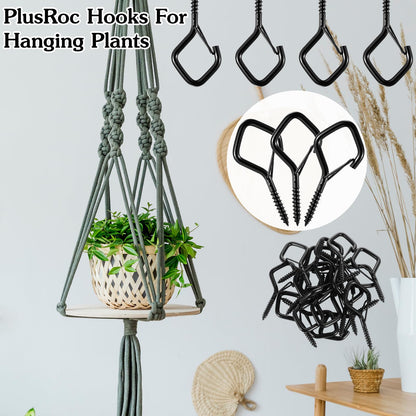 50 Pcs Heavy Duty Screw Hooks with Safety Buckle, Metal Hanging Hooks for Plants Outdoor String Lights Wind Chimes Bird Feeders, Indoor Outdoor, Includes Wing Nut Driver, 2.36 Inch