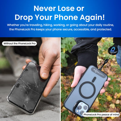 PhoneLockPro - Retractable Anti-Theft Phone Holder with Belt Clip – Durable Stainless Steel and Zinc Alloy – Perfect for Travel, Hiking, Work, and Daily Use – Prevent Drops and Protect Against Theft