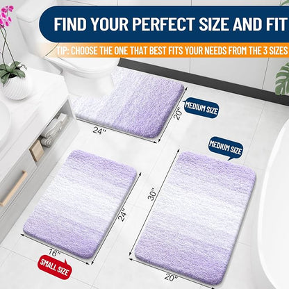 OLANLY Bathroom Runner Rugs Mat 47x24, Extra Soft Absorbent Microfiber Bath Rug, Rubber Backing, Quick Dry, Washable Long Bath Mats for Bathroom, Tub and Shower, Home Decor Accessories, Light Purple