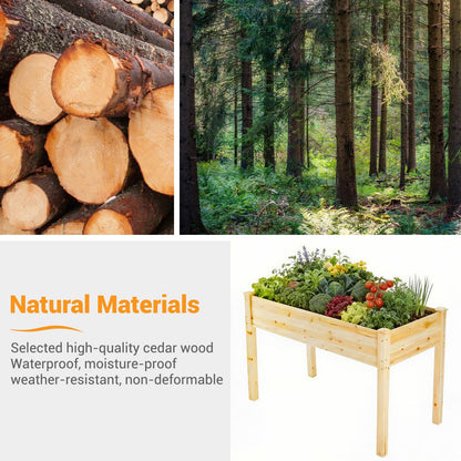 DUMOS Raised Garden Bed with Legs, 48x24x30 Inch Planter Box Outdoor with Liner for Herbs/Flowers/Vegetables, Elevated Wooden Garden Bed for Patio, Balcony and Backyard, Soft Wood