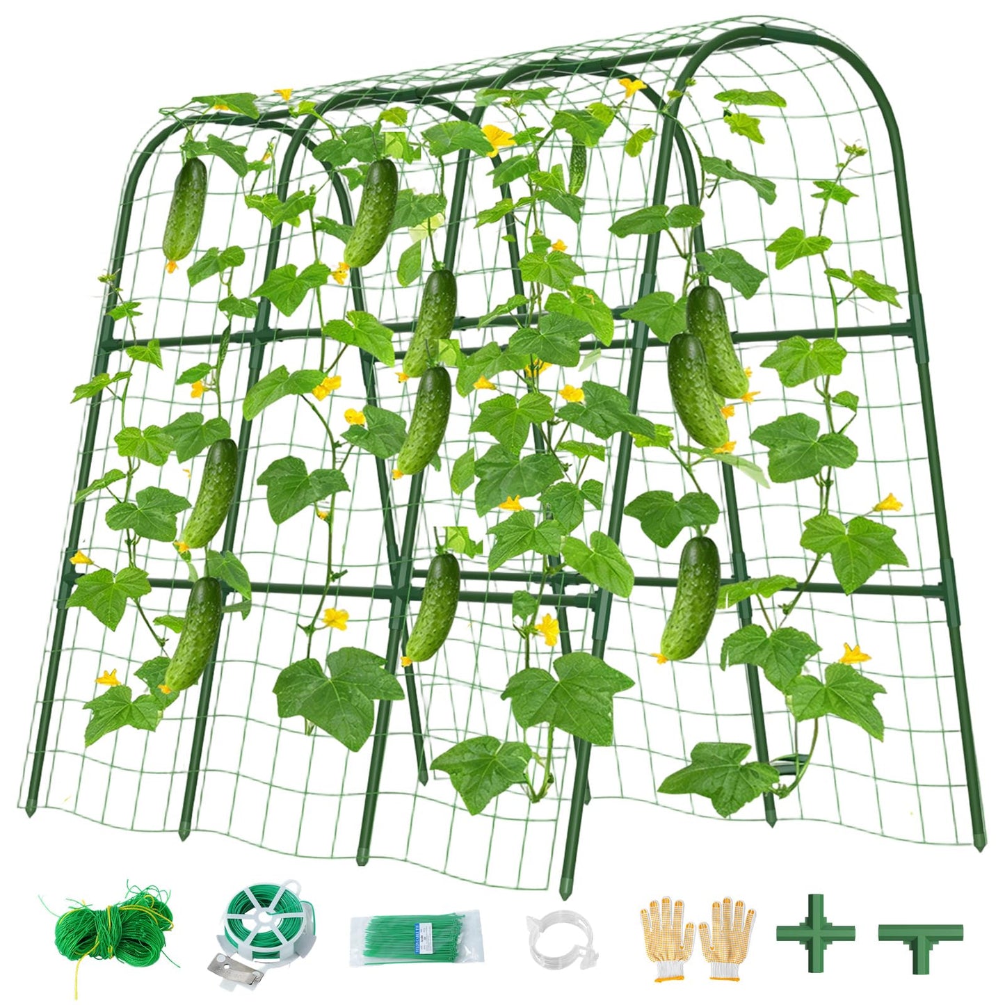 Cucumber Trellis for Raised Bed, U-Shape Garden Trellis for Climbing Plants Outdoor, Metal Arch Vegetables Trellis, Plant Support for Grape Vine Beans Squash Peas Flower