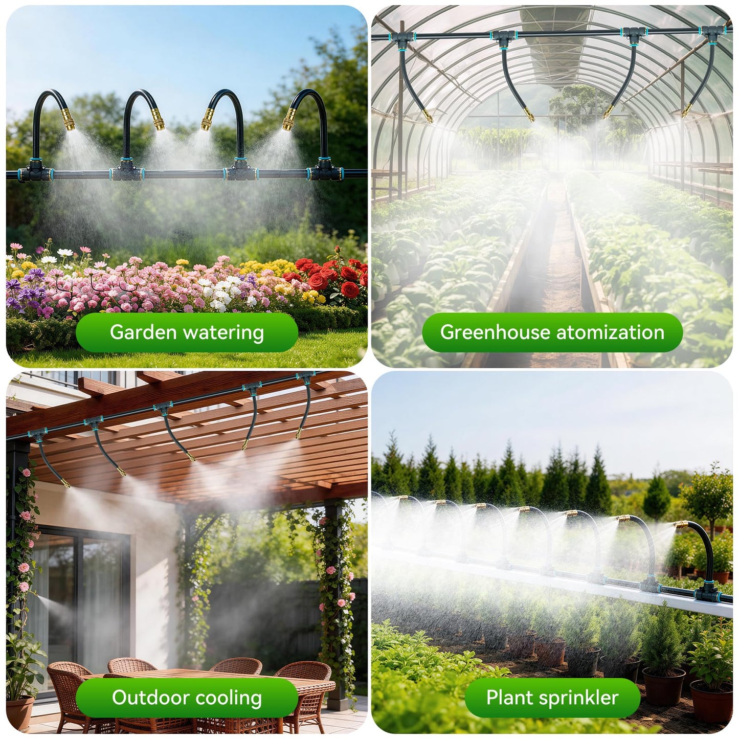 360° Adjustable Drip Irrigation System 100FT,5/16" Garden Watering Kit with 16 Copper Nozzles,82Pcs Drip Irrigation Kit，Automatic Misting Sprinkler System for,Raised Bed, Patio, Lawn & Yard Care