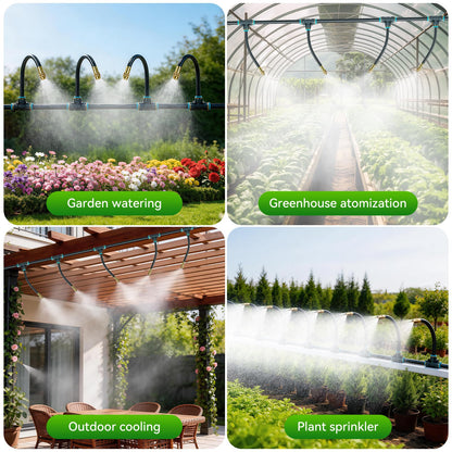 360°Adjustable Drip Irrigation System 200FT,5/16" Extra Long Garden Watering Kit with 32 Copper Nozzles,141Pcs Drip Irrigation Kit，Automatic Atomizing Plant Sprinkler for Large Yard, Greenhouse, Lawn