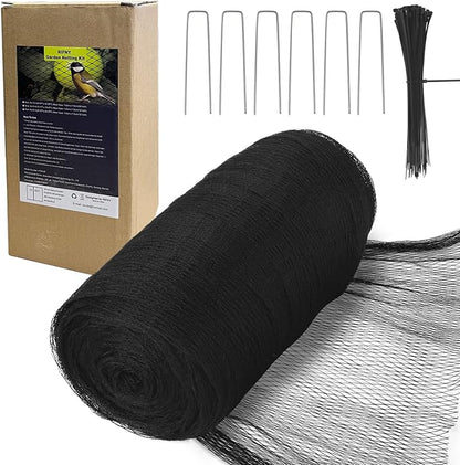 Bird Netting for Garden - 6.5 x 32.8 FT Heavy Duty Anti Bird Netting Mesh with Ties and Landscape Staples for Vegetable, Fruit Trees & Other Plants, Lasting Against Birds Deer Squirrels and Poultry