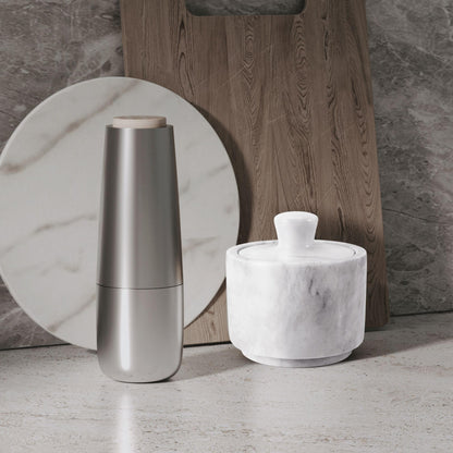 Flexzion Marble Salt Cellar with Lid, Multi-Purpose Marble Container for Salt, Pepper, Paprika and Powdered Herbs, Salt Containers for Countertop, Box for Jewelry, Watches & Accessories (White)