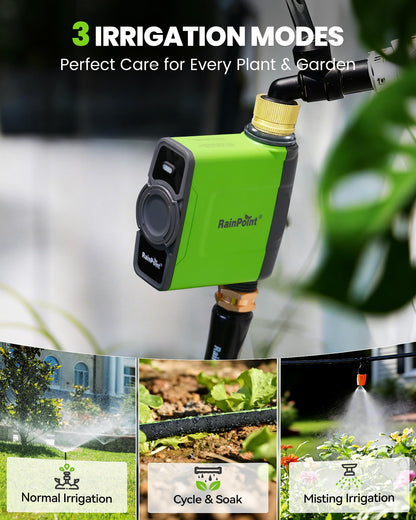 RAINPOINT WiFi Water Timer for Garden Hose, WiFi Sprinkler Controller, Smart Hose Timer Valve, Automatic Drip Irrigation System/Rain Delay for Garden/Lawn/Yard (Brass Inlet, WiFi Gateway)