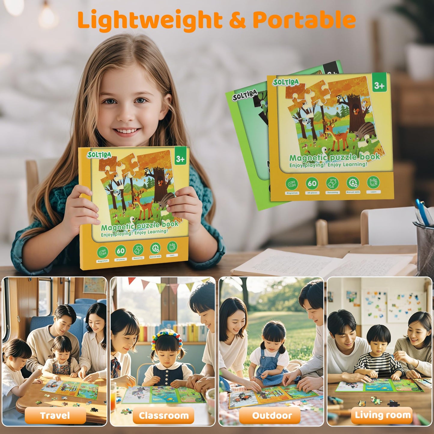 Magnetic Puzzle for Toddlers 3-5 2PK-120PCS-6 Animal Themes Puzzles for Kids 4-6 Travel Puzzle for Airplane/Car/Road Trip/Gift Toys for 3-8 Girls and Boys