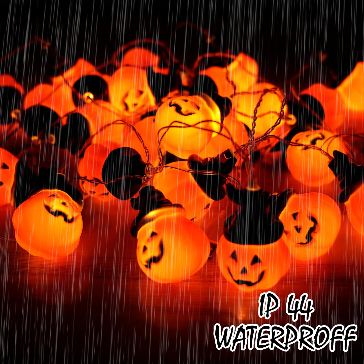 XSIEDVP Remote Control Halloween Pumpkin String Lights - 30LED 16.4Ft with Witch Hat | Waterproof Outdoor/Indoor, 8 Modes + Timer, Pet-Friendly | Warm Orange Fall & Party Decor for Patio, Yard