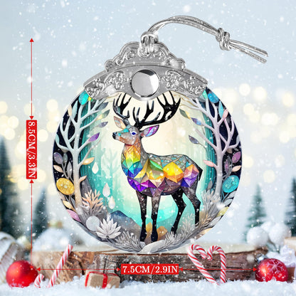 Jocidea Stained Glass Suncatcher, Deer Ornament for Christmas Tree, Holiday Home Decor and Gifts