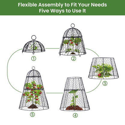 Dadywheels Easy-Snap Open Design Chicken Wire Cloche (6-Pack) - Adjustable Garden Plant Protectors from Birds & Animals for Large Plants & Flowers,14" D x 20" H