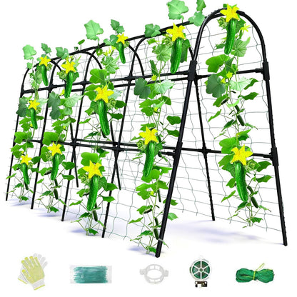 Laodier Cucumber Trellis for Raised Bed, U-Shape Garden Arch Metal Support for Climbing Plants, Metal Arch Plant Support Vegetables Trellis, Plant Support for Vine Outdoor(Black, 63*30*47inch(L*W*H))