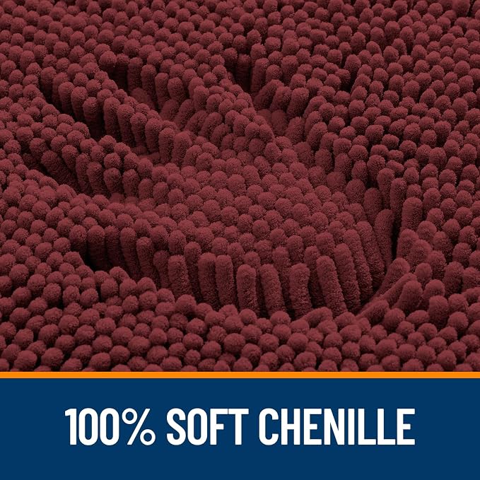 OLANLY Large Bathroom Rugs 47x32, Soft Absorbent Chenille Bath Rugs, Rubber Backing Quick Dry, Machine Washable Bath Mats for Bathroom Floor, Tub and Shower, Home Decor Accessories, Andorra Red-Brown
